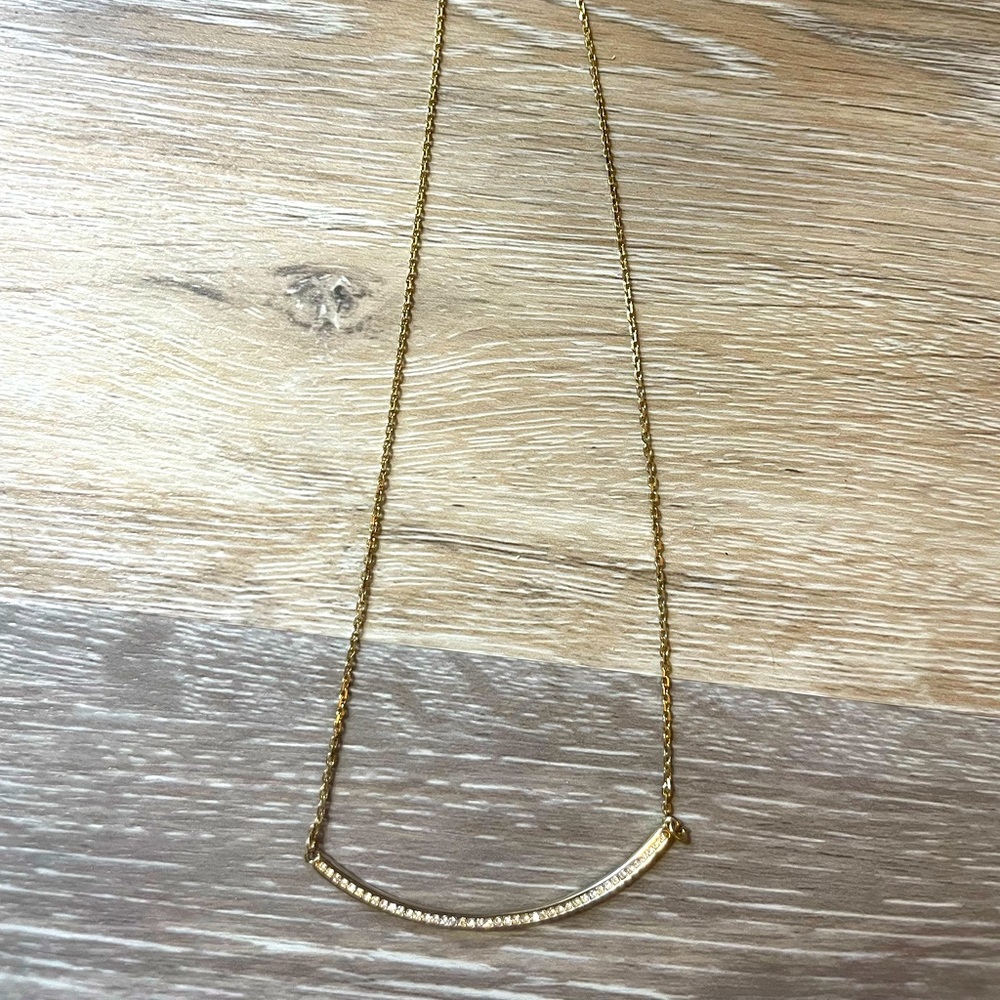 Chloe + Isabel Pave Curved Bar Gold Necklace